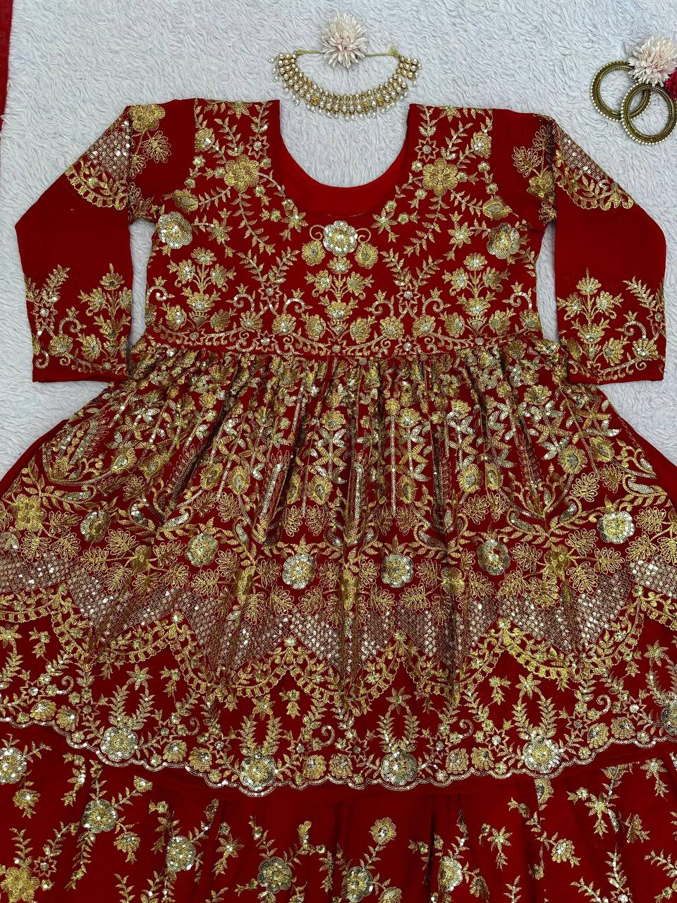 Wedding Wear Red Color Sequence Work Georgette Lehenga Suit