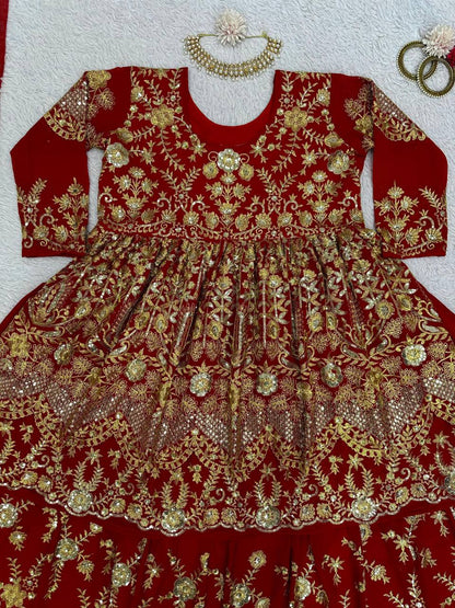 Wedding Wear Red Color Sequence Work Georgette Lehenga Suit