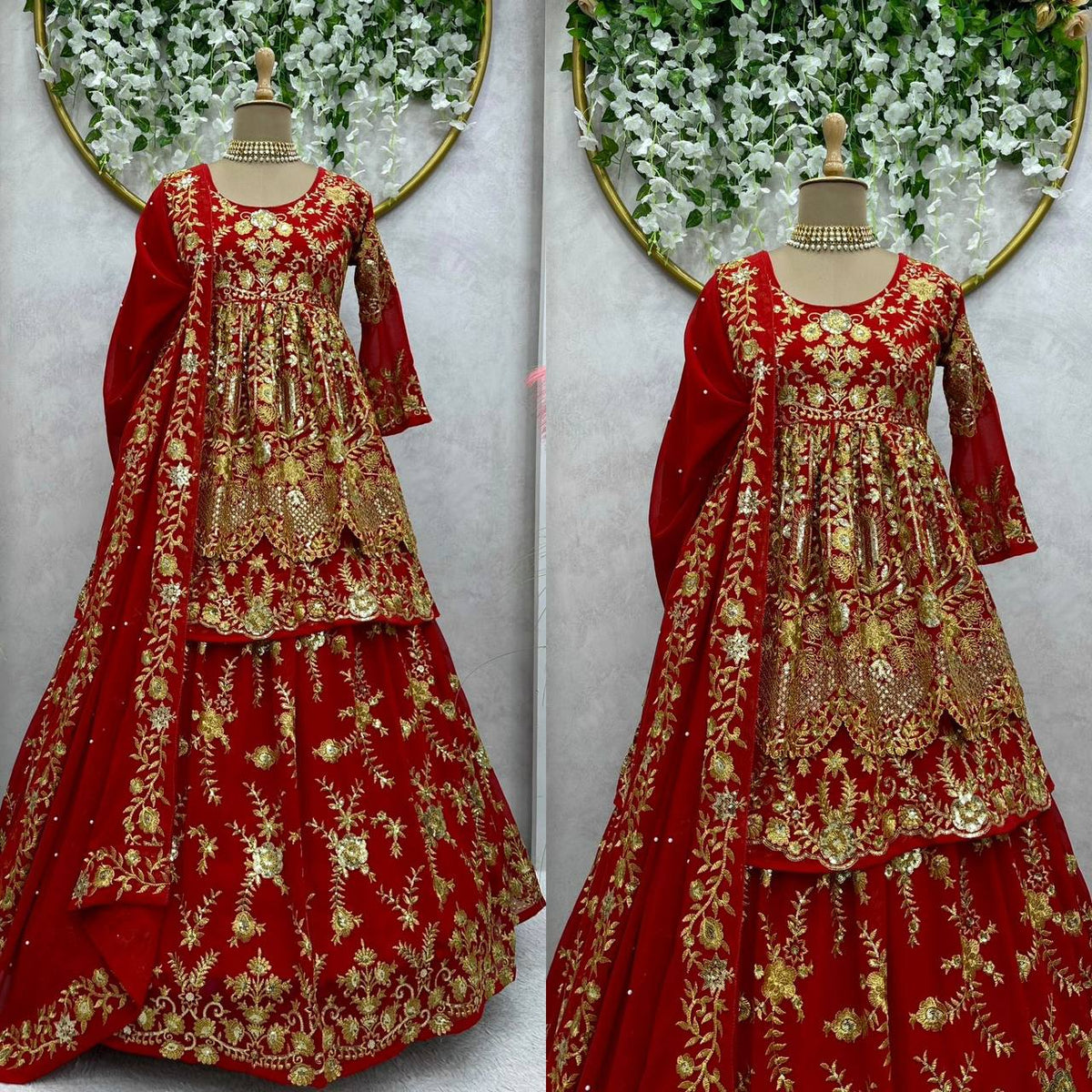 Wedding Wear Red Color Sequence Work Georgette Lehenga Suit