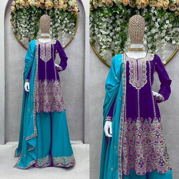 Latest Chinon Silk Sequence Work Ready Made Salwar Suit