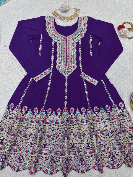 Latest Chinon Silk Sequence Work Ready Made Salwar Suit