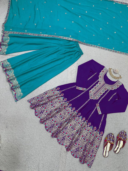 Latest Chinon Silk Sequence Work Ready Made Salwar Suit