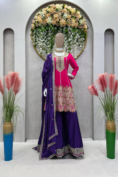 Latest Chinon Silk Sequence Work Ready Made Salwar Suit