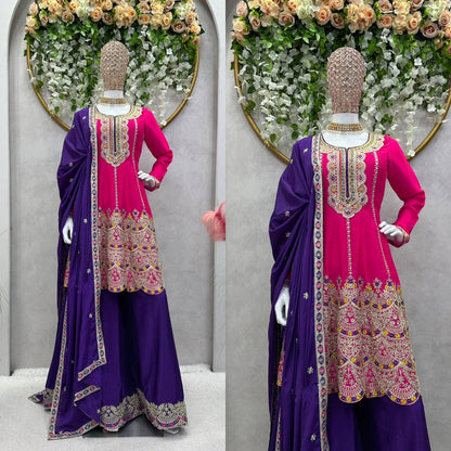 Latest Chinon Silk Sequence Work Ready Made Salwar Suit