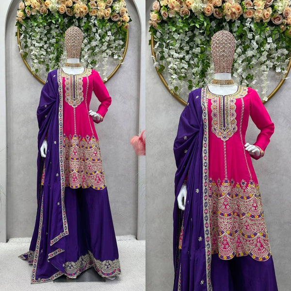 Latest Chinon Silk Sequence Work Ready Made Salwar Suit