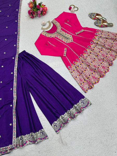 Latest Chinon Silk Sequence Work Ready Made Salwar Suit