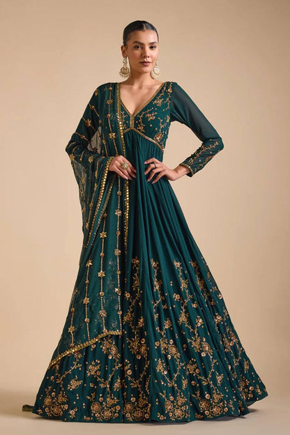 Latest Rama Color Georgette Sequence Work Ready Made Salwar Suit