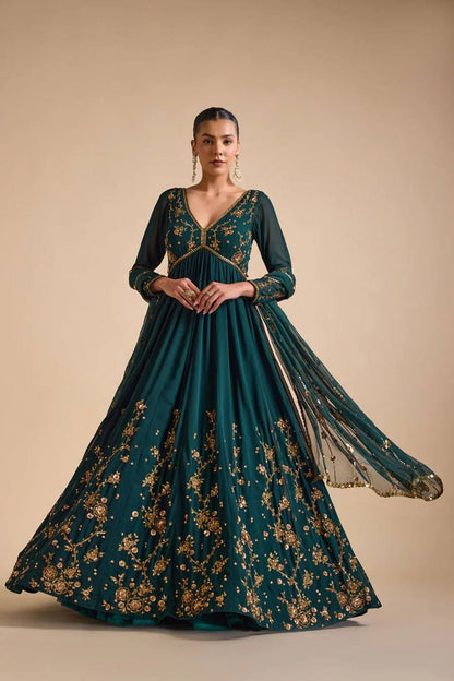 Latest Rama Color Georgette Sequence Work Ready Made Salwar Suit