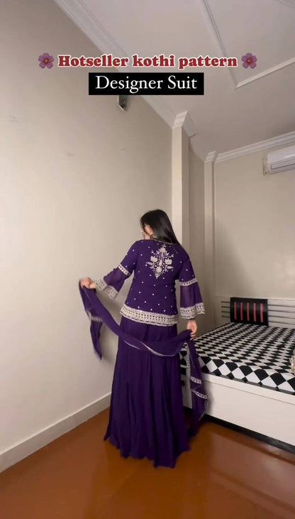 Beautiful Georgette Sequence Embroidered Work Salwar Suit