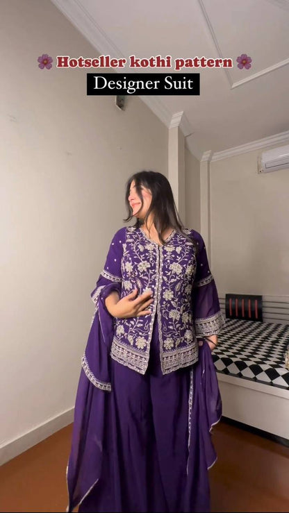 Beautiful Georgette Sequence Embroidered Work Salwar Suit