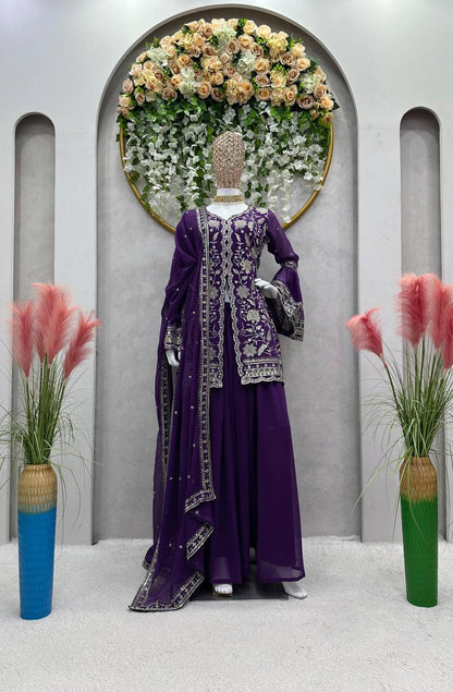 Beautiful Georgette Sequence Embroidered Work Salwar Suit
