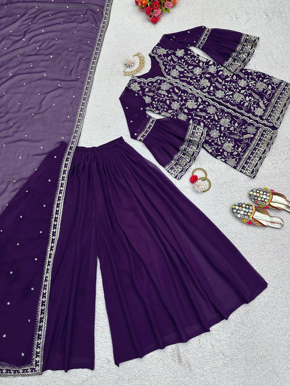 Beautiful Georgette Sequence Embroidered Work Salwar Suit