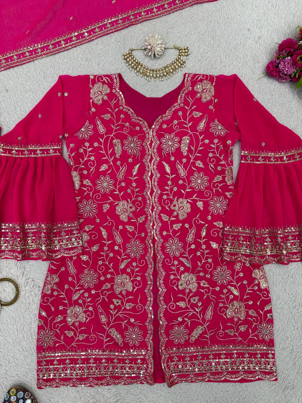 Beautiful Georgette Sequence Embroidered Work Salwar Suit