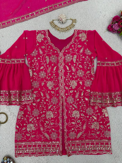 Beautiful Georgette Sequence Embroidered Work Salwar Suit