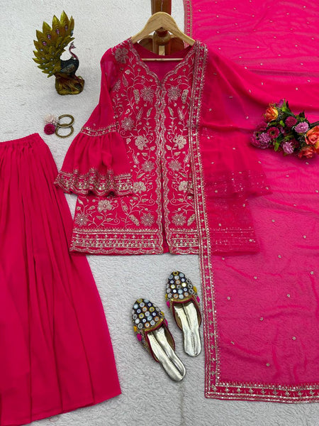 Beautiful Georgette Sequence Embroidered Work Salwar Suit