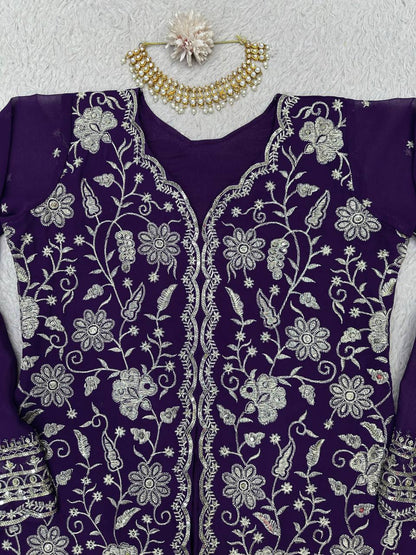 Beautiful Georgette Sequence Embroidered Work Salwar Suit