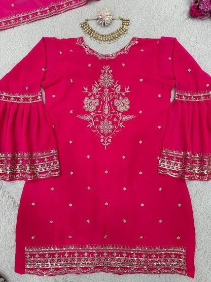 Beautiful Georgette Sequence Embroidered Work Salwar Suit