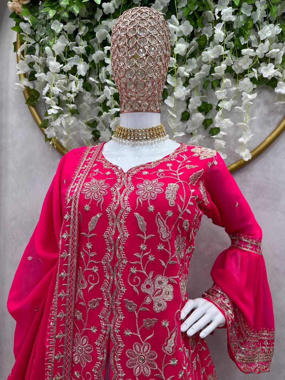 Beautiful Georgette Sequence Embroidered Work Salwar Suit