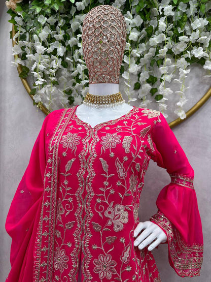 Beautiful Georgette Sequence Embroidered Work Salwar Suit