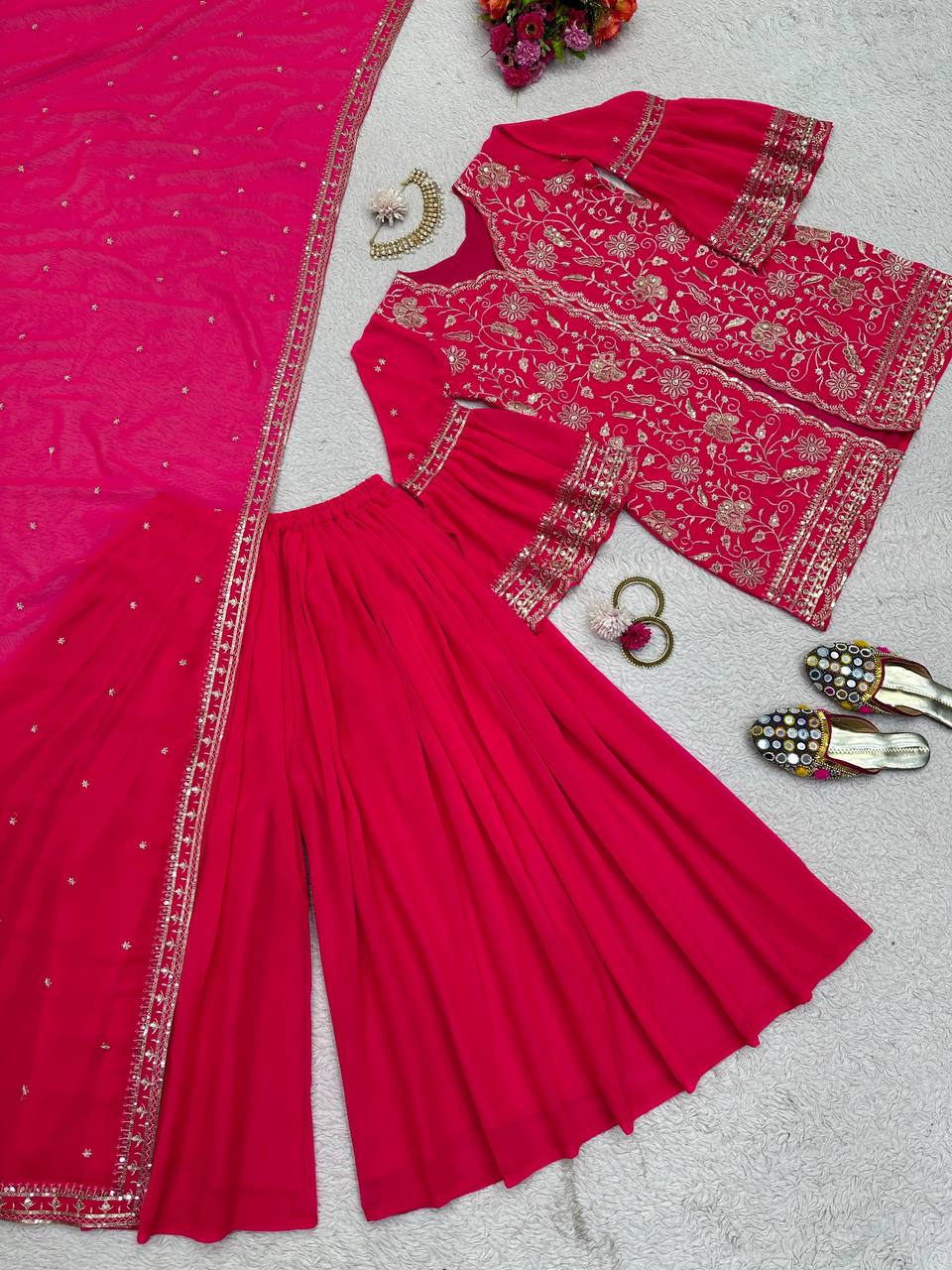 Beautiful Georgette Sequence Embroidered Work Salwar Suit