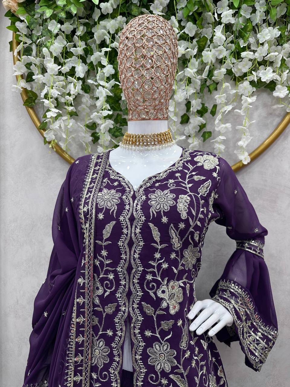 Beautiful Georgette Sequence Embroidered Work Salwar Suit