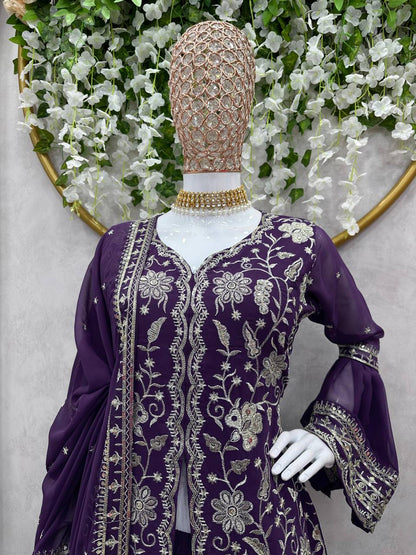 Beautiful Georgette Sequence Embroidered Work Salwar Suit