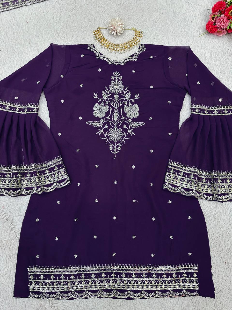 Beautiful Georgette Sequence Embroidered Work Salwar Suit