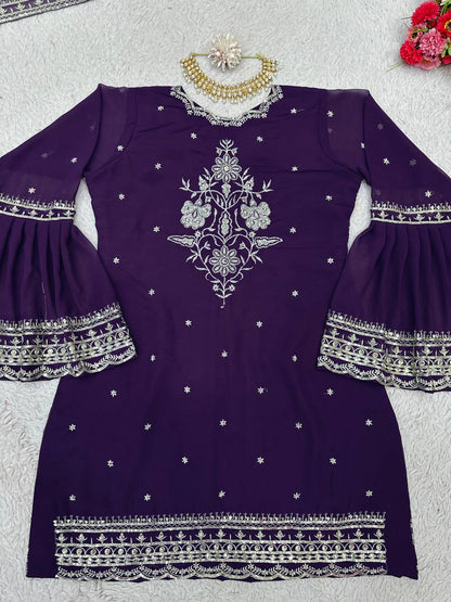 Beautiful Georgette Sequence Embroidered Work Salwar Suit
