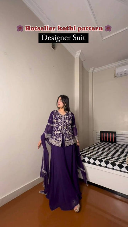 Beautiful Georgette Sequence Embroidered Work Salwar Suit