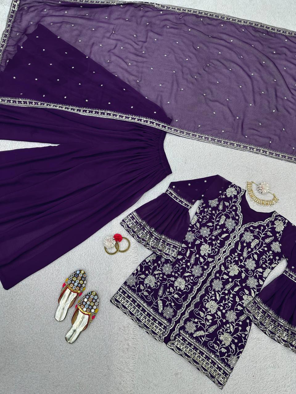 Beautiful Georgette Sequence Embroidered Work Salwar Suit