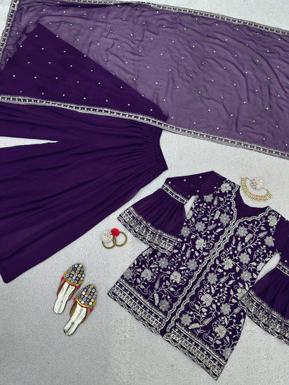 Beautiful Georgette Sequence Embroidered Work Salwar Suit