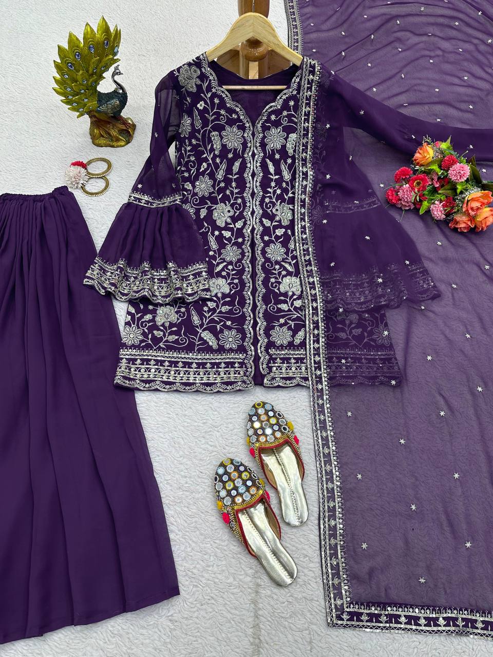 Beautiful Georgette Sequence Embroidered Work Salwar Suit