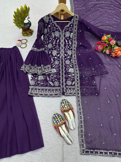 Beautiful Georgette Sequence Embroidered Work Salwar Suit