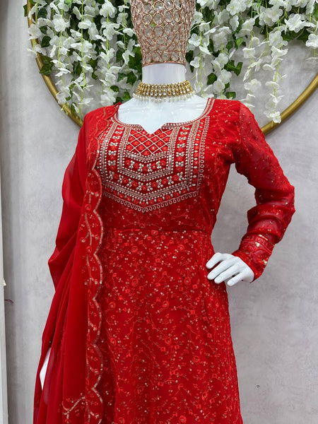 Wedding Wear Gerorgette Sequence Work Ready Made Salwar Suit