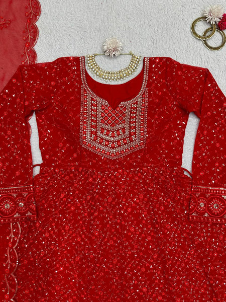 Wedding Wear Gerorgette Sequence Work Ready Made Salwar Suit