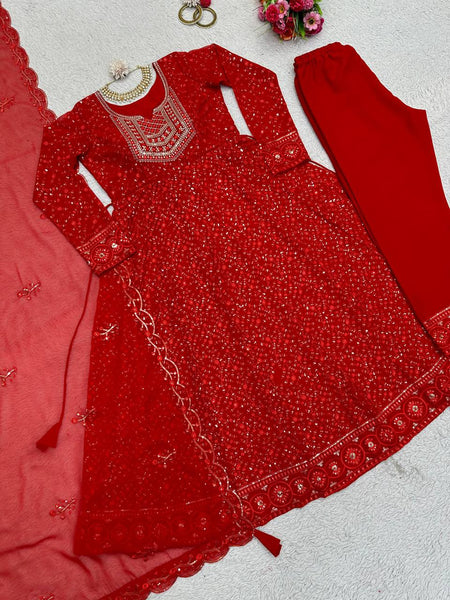 Wedding Wear Gerorgette Sequence Work Ready Made Salwar Suit