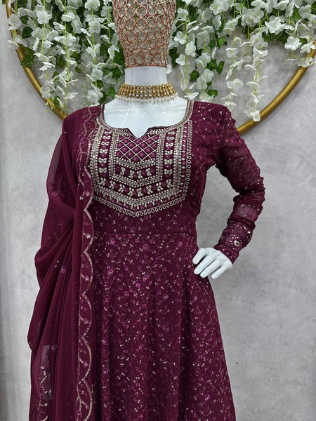 Wedding Wear Gerorgette Sequence Work Ready Made Salwar Suit