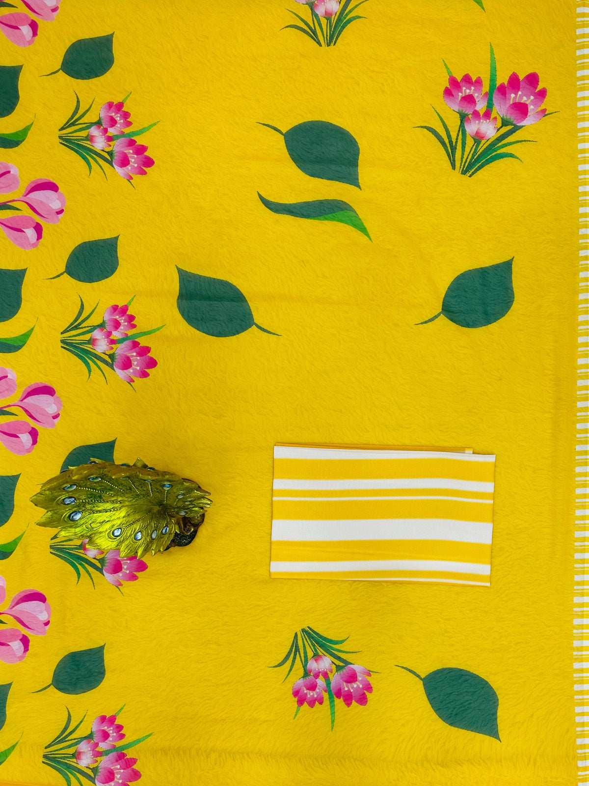 Yellow Color Digital Printed Georgette Saree with blouse