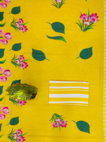 Yellow Color Digital Printed Georgette Saree with blouse