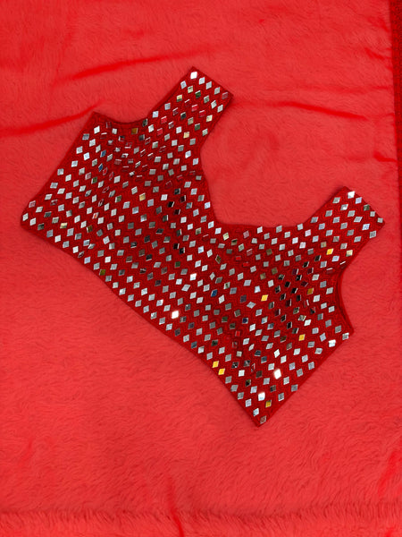 Red Alia Embroidery latest georgette Saree