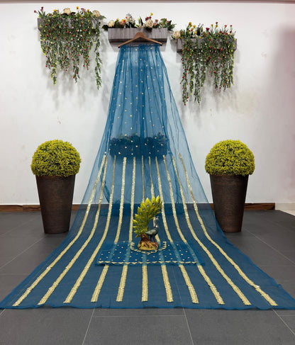 Beautiful Designer Soft Net Sequence Work Saree With Blouse
