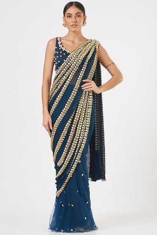 Beautiful Designer Soft Net Sequence Work Saree With Blouse