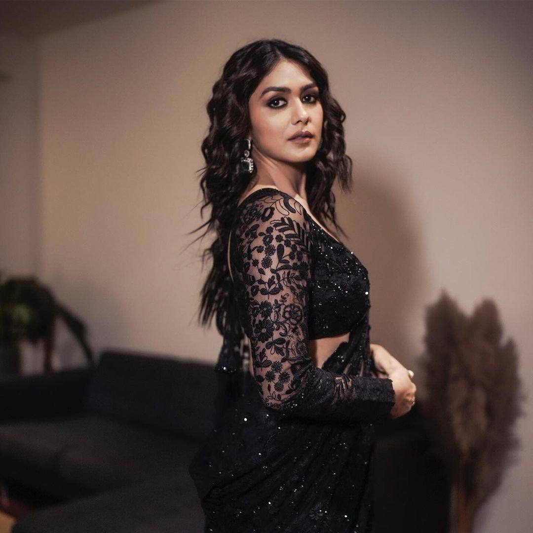 Black Color Net Sequence Thread Work Designer Saree Blouse