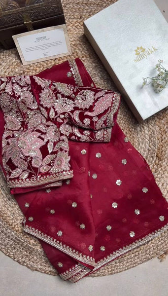 Latest Red Color Jimmy Chu Saree Blouse