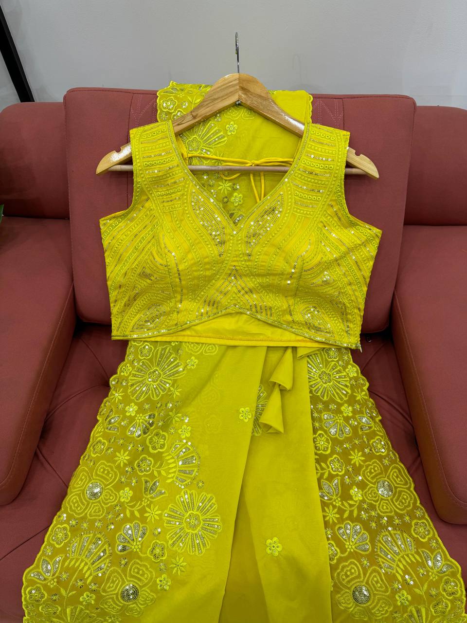 Unique Yellow Color Tabby Silk Sequence Thread Work Saree Blouse