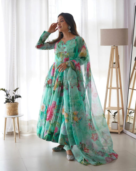 Beautiful Organza Full Flair Anarkali Salwar Suit