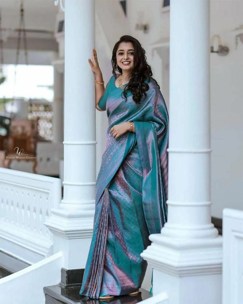 Skyblue Color Pallu & Jacquard Work On All Over The Saree