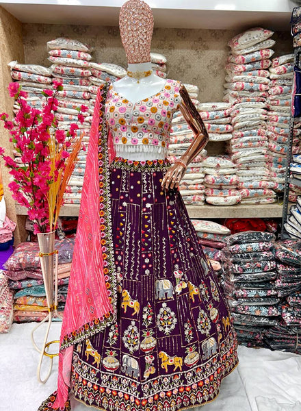 Latest Georgette Multi Embroidered Sequence Work Lehenga Choli