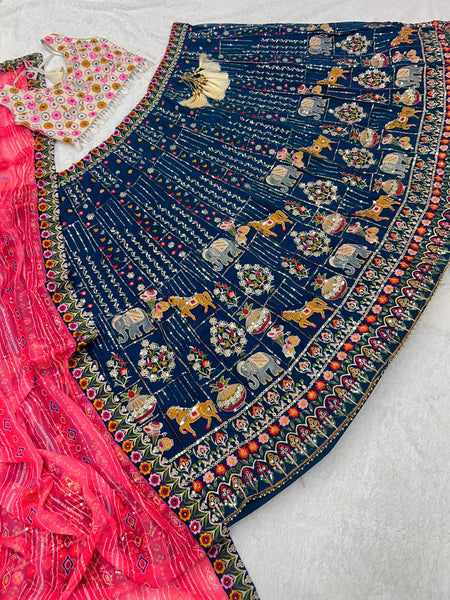 Latest Georgette Multi Embroidered Sequence Work Lehenga Choli