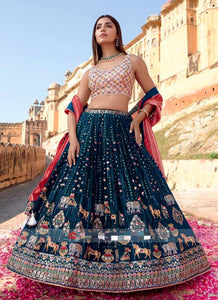 Latest Georgette Multi Embroidered Sequence Work Lehenga Choli